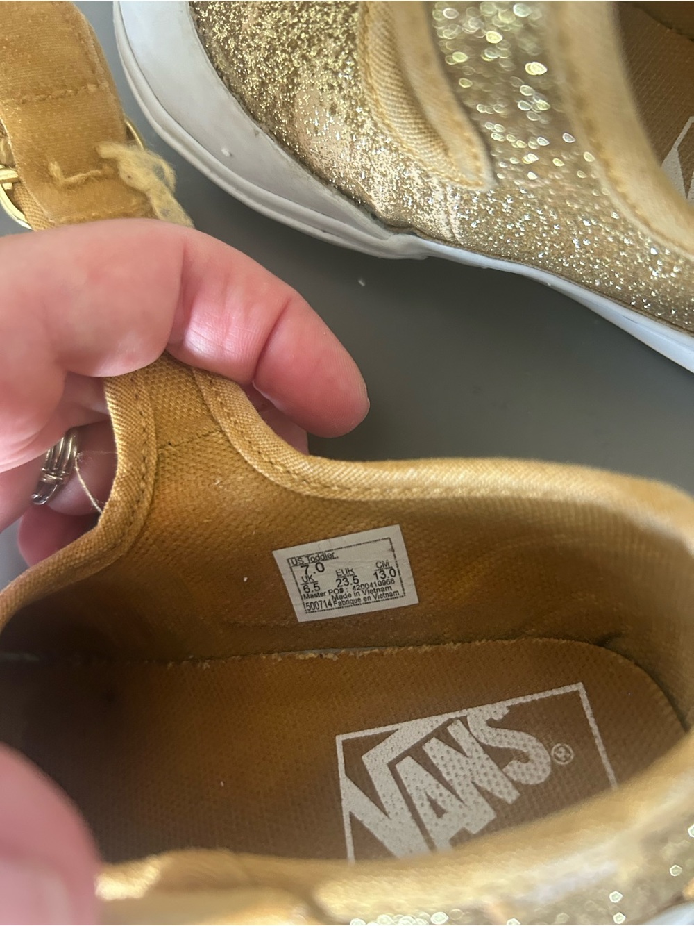 Vans Girls Gold Glitter Mary Jane Sneakers - Picture 5 of 6